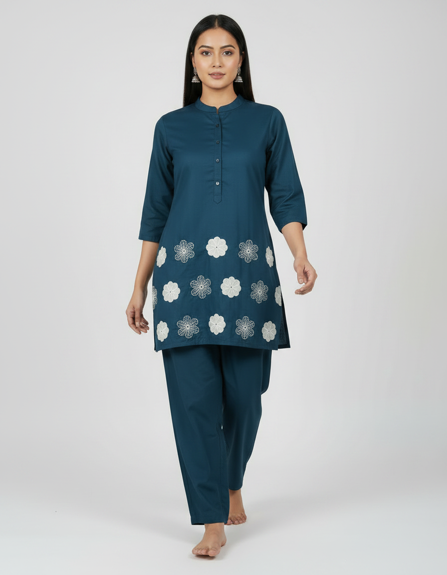 163727- KURTI FLORA- BLUE