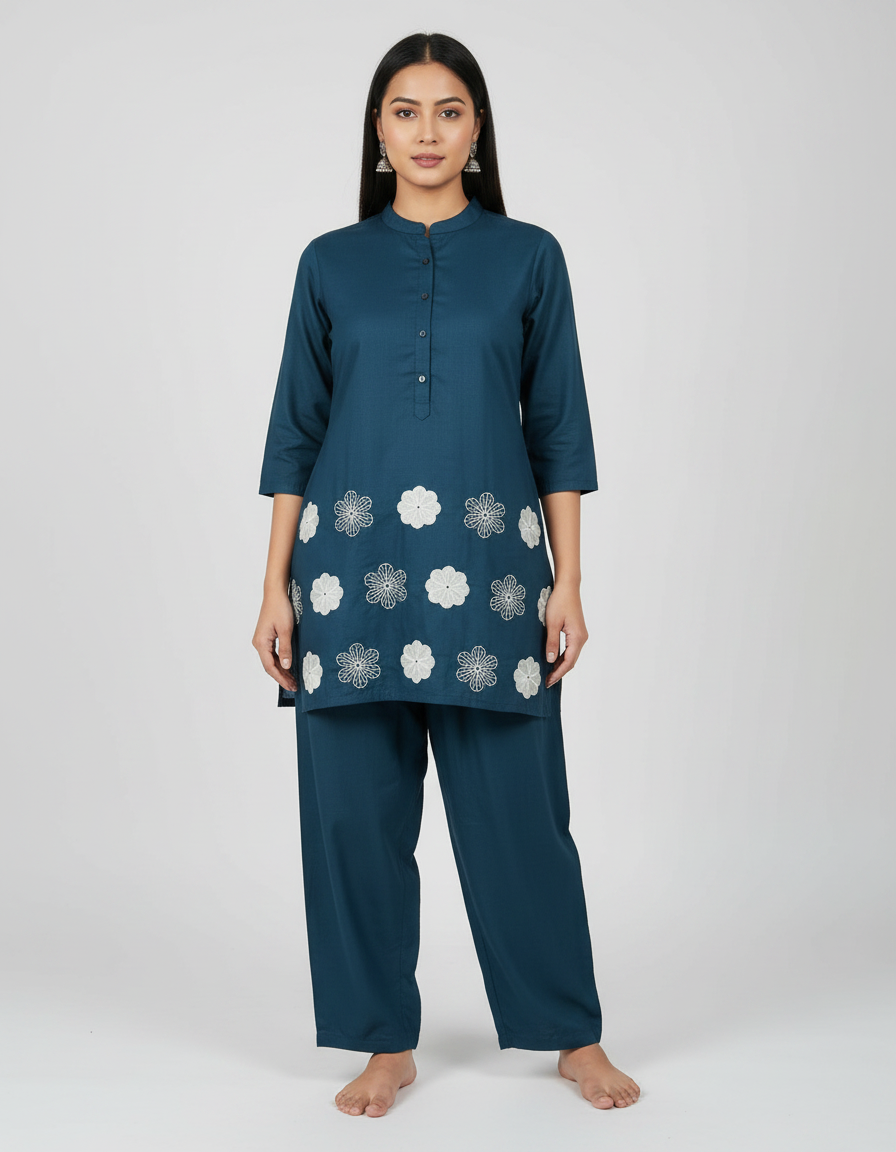 163727- KURTI FLORA- BLUE