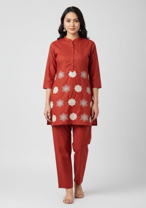163727- KURTI FLORA-ORANGE