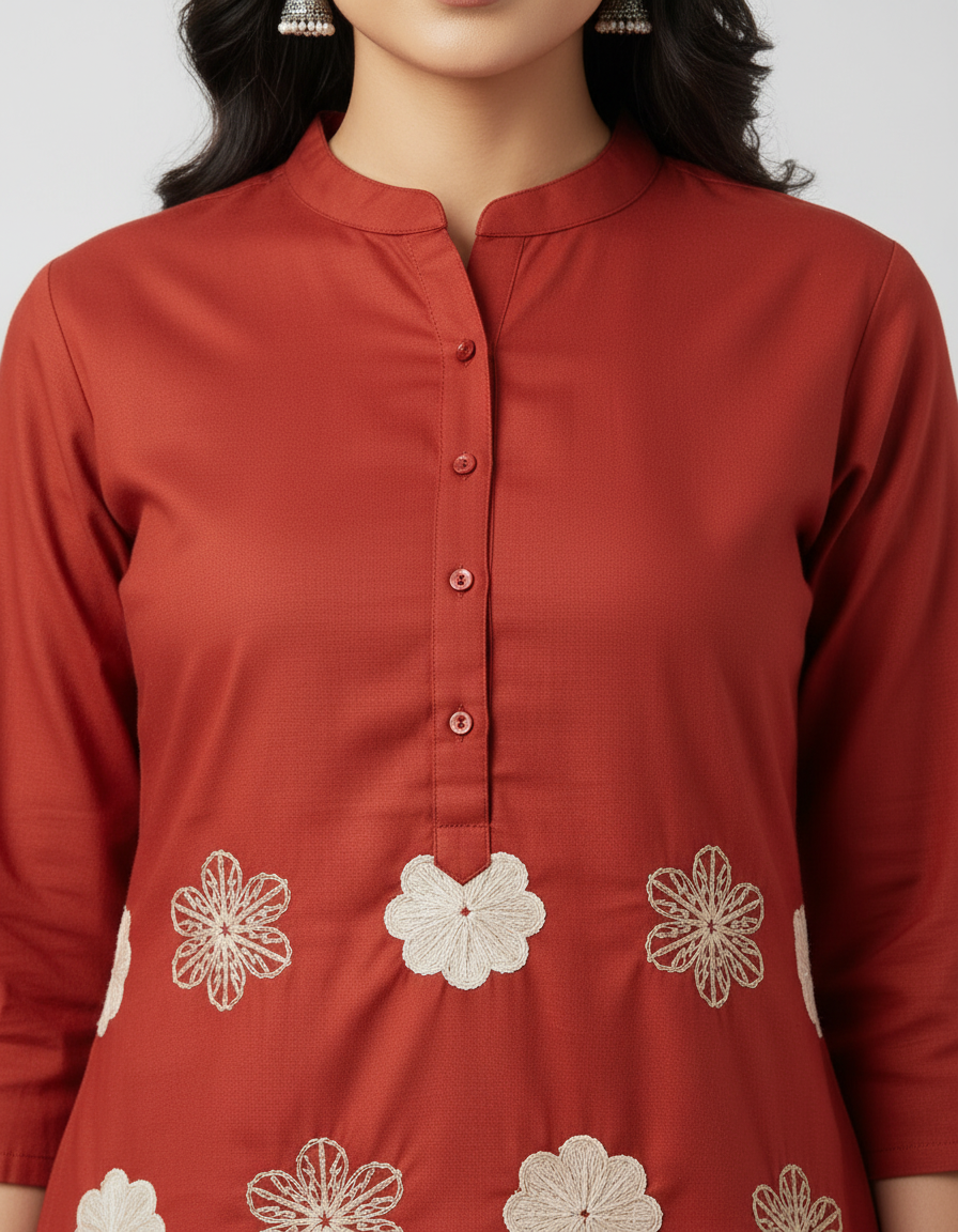 163727- KURTI FLORA-ORANGE - Image 3