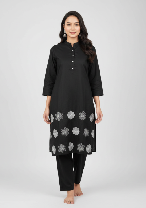163727- KURTI FLORA-BLACK