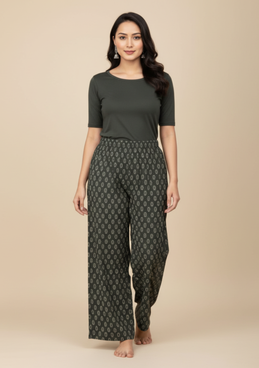 PALAZZO REYON DARK GREEN PRINTED-168579